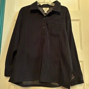 Talbots Petites Black Button-Down Shirt Velvety
